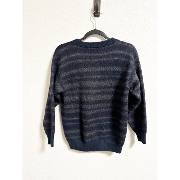 Alpaca Quitex Peru Baby Alpaca Sweater Striped Pullover Crew Neck Navy Size M - Picture 2 of 4